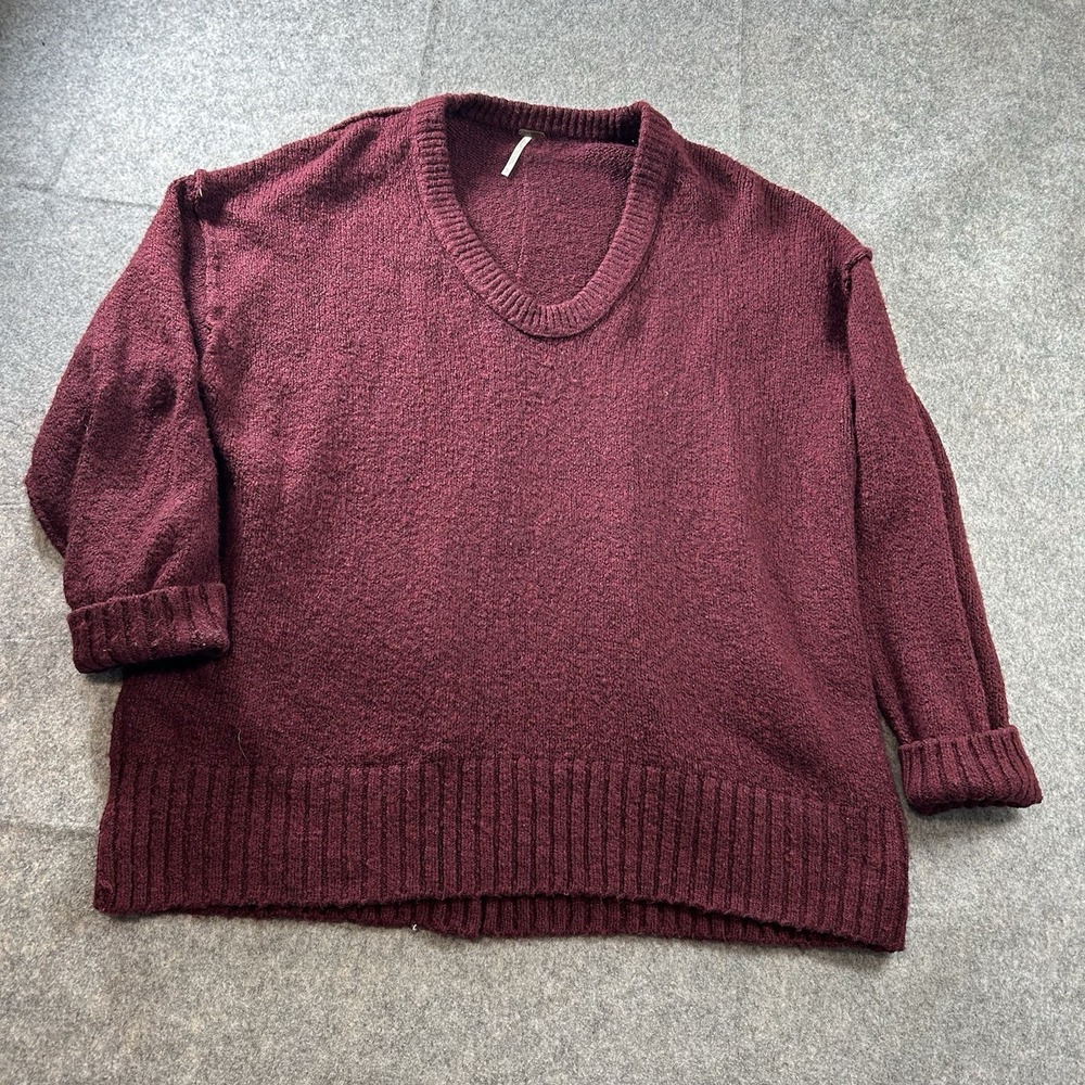 Free People Brookside Tunic Sweater Small Scoop Neck Chunky Knit Oversized Fall